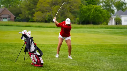 Bailey Burkett hits an approach shot at NCAA Regional