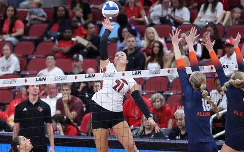 Payton Petersen hits over the block 