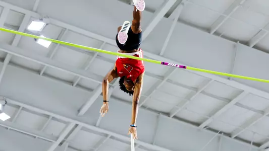 Collin Pate clears the pole vault at the 2026 Rod McCravy Memorial Invitational