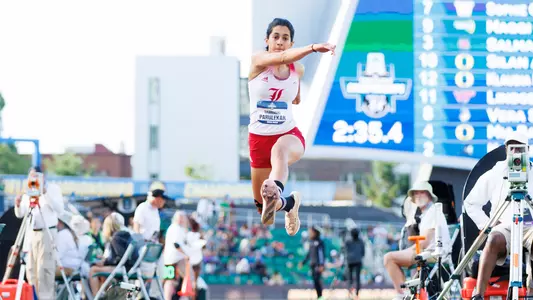 Sharvari Parulekar triple jumps at the 2025 NCAA Outdoor Championships