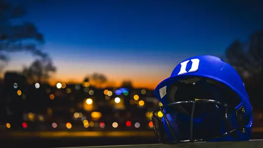 Duke softball helmet with sunset views