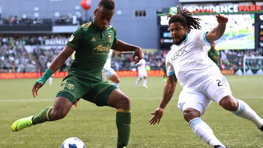 Jeremy Ebobisse Dribbles Against a Defender