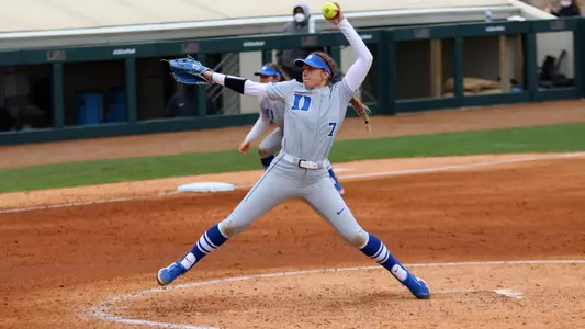Claire Davidson pitching at the Tiger Classic