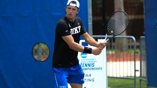 Edu Guell prepares for Duke's NCAA Team Championship match against South Floriday