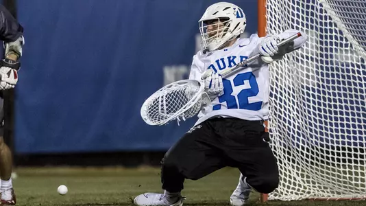 Duke Men’s Lacrosse takes on the Robert Morris University Colonials at Koskinen Stadium in Durham, North Carolina on February 7, 2021.