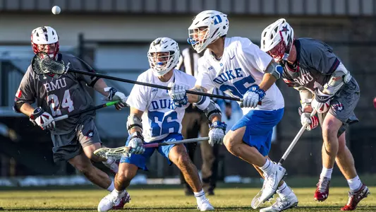 Duke Men’s Lacrosse takes on the Robert Morris University Colonials at Koskinen Stadium in Durham, North Carolina on February 7, 2021.