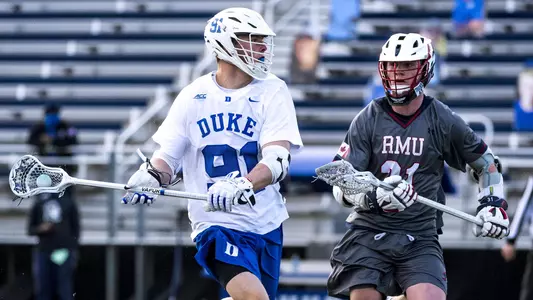 Duke Men’s Lacrosse takes on the Robert Morris University Colonials at Koskinen Stadium in Durham, North Carolina on February 7, 2021.