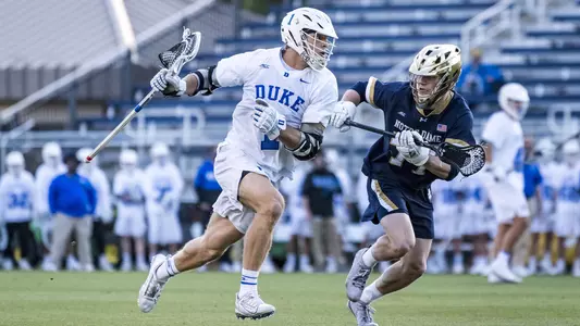 Duke Men’s Lacrosse takes on the University of Notre Dame Fighting Irish at Koskinen Stadium in Durham, North Carolina on April 22, 2021.