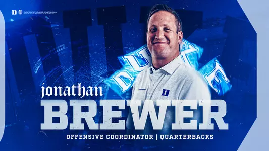 Duke head football coach Manny Diaz announced Tuesday that Jonathan Brewer will join the Blue Devil gridiron program and serve as the offensive coordinator. 