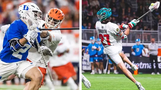 Andrew McAdorey dodges against Syracuse and Brad Smith takes a shot in PLL Championship Series