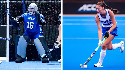 Piper Hampsch and Kira Curland of Duke field hockey