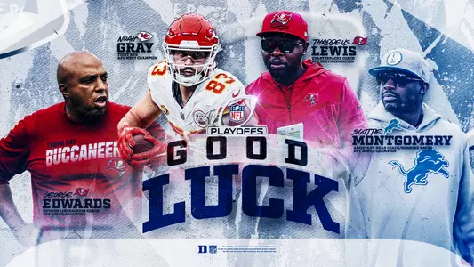 The NFL playoffs begin Saturday with four former Duke lettermen in the hunt for the coveted Vince Lombardi Trophy.