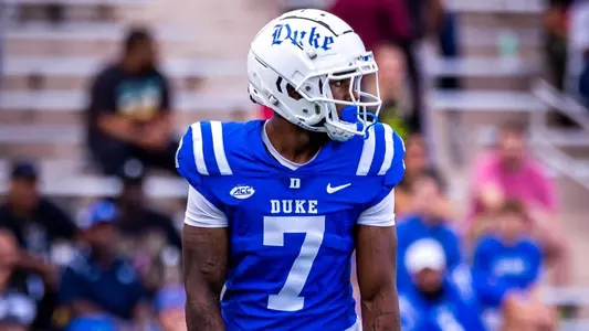 Javon Harvey lines up for a snap against Elon.