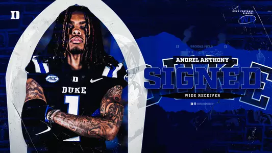 A graphic showing Andrel Anthony will join the Duke football program.