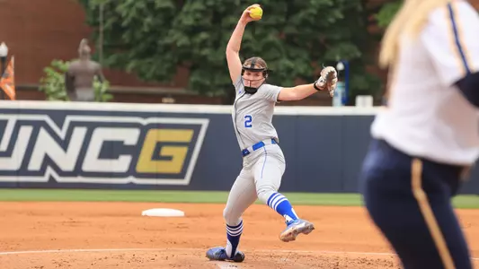 Sophie Garner-MacKinnon pitching at UNCG