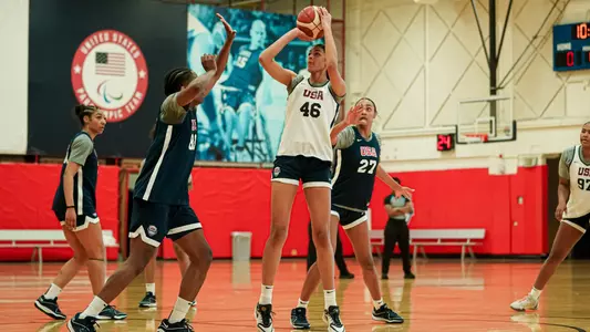 Arianna Roberson shoots a middy at USA Basketball U18 WNT Trials