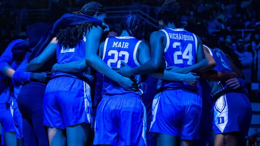 Duke women's basketball pregame huddle