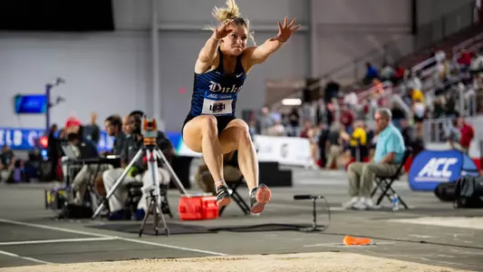 Gianna Locci competes in the long jump at the 2024 ACC Indoor Championships