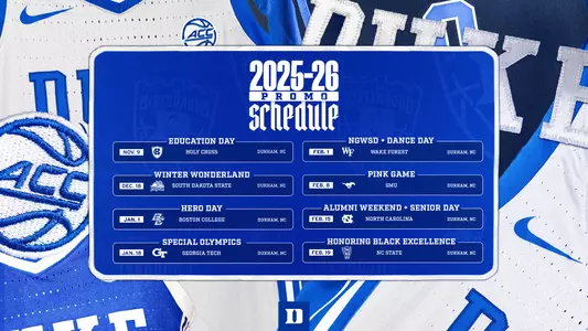 2025-26 Duke WBB Promo Schedule