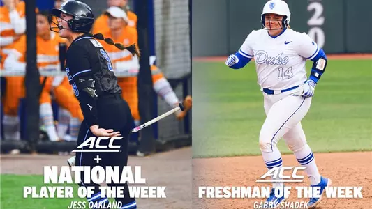Jess Oakland and Gabby Shadek ACC player of the week graphic