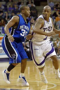 Brent Reese-Hackett works the ball against Memphis guard Darius Washington Jr.