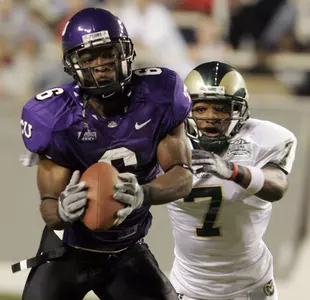 TCU's Brian Bonner intercepts a pass in the second quarter. (AP Photo/David Pellerin)