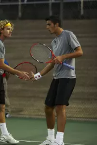 The doubles duo of Kriegler Brink (left) and Cosmin Cotet (right) upset the No. 54 tandem on Sunday