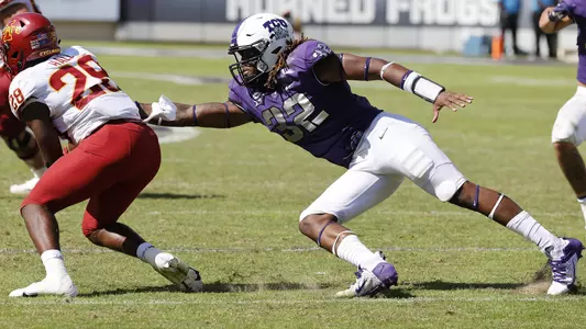 TCU vs Iowa St. football in Fort Worth, Texas on September 26, 2020. (Photo by/ Gregg Ellman)                         