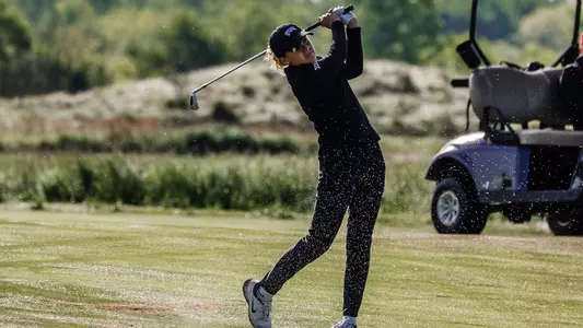Camille Min-Gaultier tracks an iron shot during the Huntington Bank Collegiate.