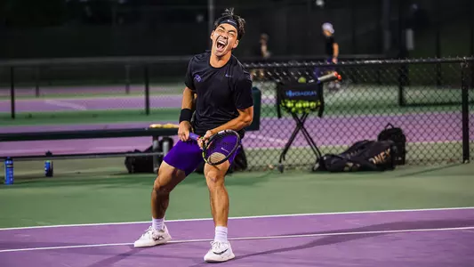 Duncan Chan celebrates during TCU's 4-1 victory over UCF on March 27.