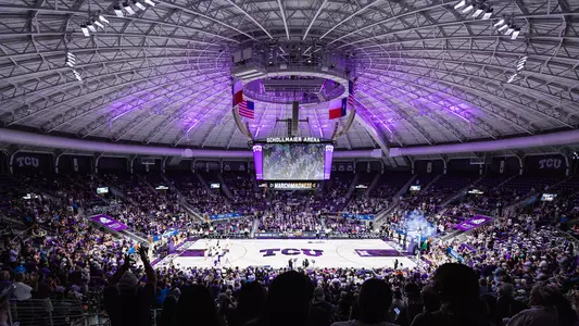 Fans await tipoff for an NCAA Tournament second round game at Schollmaier Arena 
