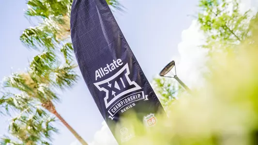 Big 12 Tournament signage displayed at the USTA National campus ahead of the men's and women's tennis conference championships