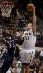 Brian Qvale blocked three shots to gain the Big Sky single season record.