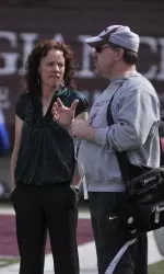 Interim Director of Athletics Jean Gee watched a good portion of practice today.