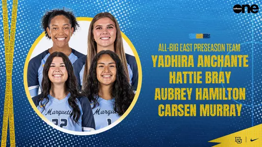 All-BIG EAST Preseason Team Volleyball Hattie Bray Carsen Murray Yadhira Anchante Aubrey Hamilton