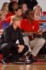 Head coach Mary Byrne and the rest of the Wolfpack volleyball team will look to add another victory tonight against Liberty.