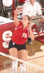 Senior outside hitter Melanie Rowe finished with a team-best 17 kills Saturday night against Clemson.