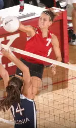 Senior middle blocker Sarah Ensminger led the Wolfpack with nine kills off a .350 attack percentage against Maryland Sunday afternoon.