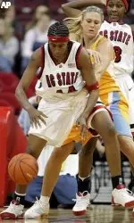 Tiffany Stansbury led the Wolfpack with 13 points and 11 rebounds in the loss.