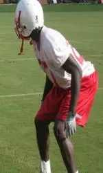 The defense dominated today's practice, the first with players wearing shoulder pads.