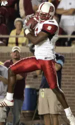 North Carolina State's A. J. Davis,  intercepts a Florida State pass in the end zone to help preserve North Carolina State's 20-15 win, Saturday, Nov. 5, 2005, in Tallahassee, Fla.(AP Photo/Phil Coale)