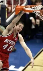 Andrew Brackman slam dunks against Duke.