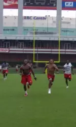 The Wolfpack skill players race to the goalline on Wednesday afternoon.