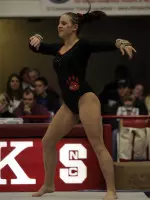 The NC State gymnastics team is in the gym training for their 2006 season.