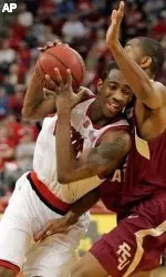 Sophomore Gavin Grant drives against Florida State