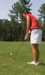 Molly Birmingham (above) and Stephanie Derrey led NC State in the second round of the LSU/Cleveland Golf Classic