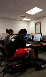 Wolfpack student-athletes in study hall
