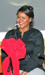 Brittany Hampton singing at last year's athletic department Christmas party.