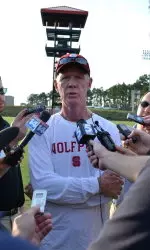 O'Brien meets with the media following practice.