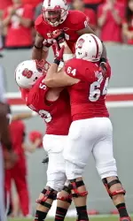 Bryan Underwood celebrates after his TD last week vs. South Alabama